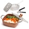 Moss &amp; Stone 5 Pcs Copper Chef Cookware Set, 9.5&acirc;&euro; Non Stick Deep Frying Pan, Fry Basket, Steamer Rack, Dishwasher &amp; Oven Safe, 5 Quart Deep Square Pan, Induction Copper Cookware Set - 9.5&quot;x3.5