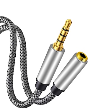 Male to Female Audio Cable 20Ft,Tan QY Male to Female for Phone Headphone Conversion Cord 3.5mm 4 Pole Audio Adapter for Tablet/PC/ PS4 and More (20Ft, Silver)