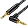 3.5mm Aux Cord Braided 50FT: Hi-Fi Sound Double Layer Shielded Zinc Alloy Case 90 Degree Right 1/8 AUX Cord for Car Compatible with Stereos, Speaker, iPod iPad Smartphone, Headphones