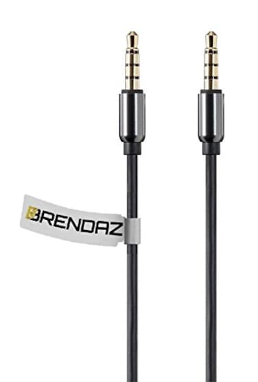 BRENDAZ Auxiliary AUX 3.5mm TRRS Audio &amp; Microphone Cable, Universal 4-Conductor Stereo Cord for Smartphone, Headphone, Microphone, PC, Car Stereo to Connect 3.5mm Enabled Devices (3-Feet)