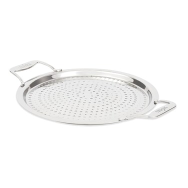 All-Clad Accessory, Stainless Steel Strain &amp; Splatter Guard, 10.5-Inch, Easy, Mess-Free Straining, Multifunctional Design, Pots and Pans, Cookware, Kitchen Gadgets, Cooking Tools, Silver