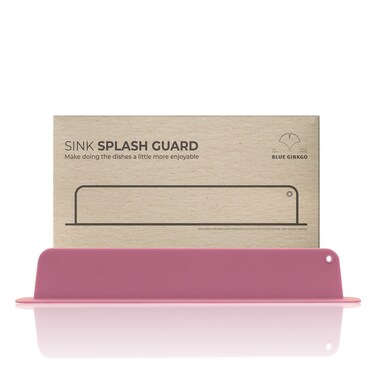 BLUE GINKGO Sink Splash Guard - (Upgraded Design) Premium Silicone Water Splash Guard for Sink   Kitchen Island Sink Backsplash Guard (18.9 x 2.9 Inch) - Pink