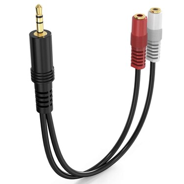 3.5mm Stereo to Dual Mono Cable, 6inch 1/8" TRS Male to 2 TS Mono Female Adapter Gold-Plated Connector Audio Y Splitter Cord for Headphone, Speaker