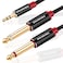 SHULIANCABLE 3.5mm 1/8" TRS to Dual 6.35mm 1/4" TS Cable, Mono Stereo Y-Splitter Audio Cable for iPhone, iPod, Multimedia Speakers and Home Stereo,etc (6.6Ft/2M)