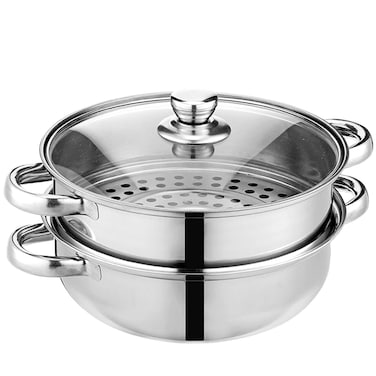 Steamer Pot for Cooking [Large Capacity] 11.8 inch Steamer Pot, 2-tier Multipurpose 18/8 Stainless Steel Steam Pot Cookware with Lid for Vegetable, Dumpling, Stock, Sauce, Food
