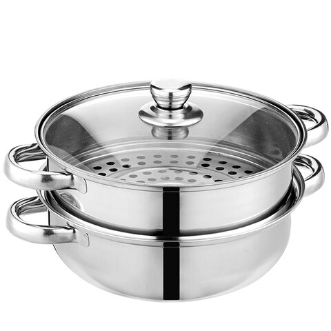 Steamer Pot for Cooking [Large Capacity] 11.8 inch Steamer Pot, 2-tier Multipurpose 18/8 Stainless Steel Steam Pot Cookware with Lid for Vegetable, Dumpling, Stock, Sauce, Food