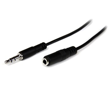 StarTech.com 2m Slim 3.5mm Stereo Extension Audio Cable - Male / Female - Headphone Audio Extension Cable Cord - 2x Mini Jack 3.5mm - 2 m (MU2MMFS) Black