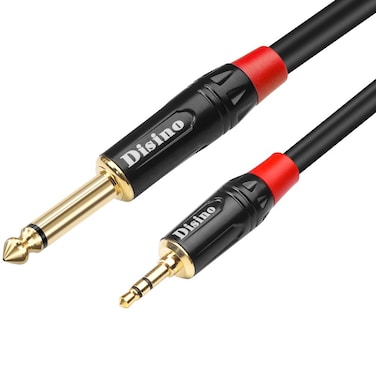 Disino 1/4 inch TS to 1/8 inch TRS Cable, 1/4" TS Mono to 1/8 inch(3.5mm) TRS Stereo Interconnect Adapter Cable,Mono to Stereo Patch Cord- 3.3 Feet /1 Meter