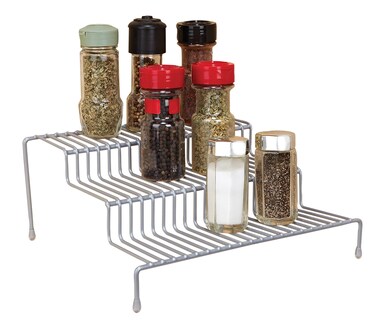 Kitchen Details 3 Tier Free Standing Spice Rack   Organizer Shelf   Countertop   Pantry   Kitchen Cabinet   Grey