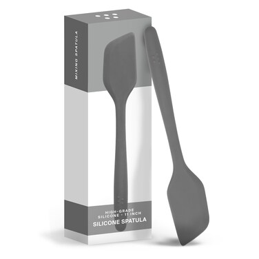 Misen Heat Resistant Silicone Spatula - Nonstick Cookware Safe, Flexible Kitchen Turner for Baking, Egg Mixing, Pancake Flipping - Large, Durable Rubber Spoonula - 11 Inch - Gray