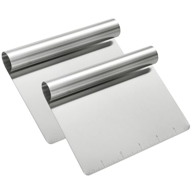 2 Pack Stainless Steel Food Scraper and Chopper Large Griddle Spatula Kitchen Tool Gadget,Multi-purpose Kitchen Utensil for Dough, Cake, Pizza