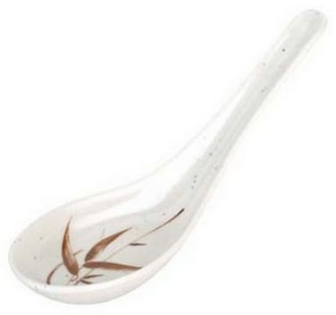 JapanBargain, Chinese Soup Spoons Japanese Soup Spoons Wonton Soup Spoons Rice Spoons Pho Spoons Ramen Soup Spoons Dinner Spoos, Beige Color, 5.5 inch, Pack of 8