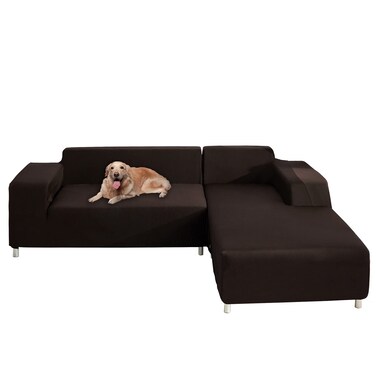 WOMACO L Shape Sofa Covers Sectional Sofa Cover 2 pcs Stretch Sofa Slipcovers for L-Shape Couch (L-Shape 3+3 Seats, Coffee)