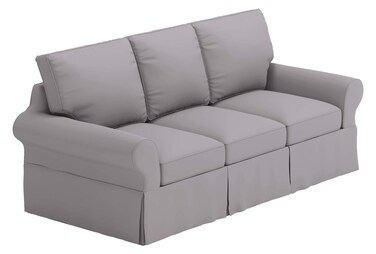 Dense Cotton Sleeper Cover. It Fits Pottery Barn PB Basic Three Seat Sleeper Sofa Bed. A Quality 3 Seater Sofa Bed Slipcover (Light Gray Durable)