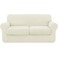 SUBRTEX 3 Piece Sofa Cover High Stretch Couch Slipcover for 2 Cushion Soft Sofa Slipcover Loveseat Cover Jacquard Fabric Furniture Covers with Elastic Bottom Machine Washable(Ivory,Loveseat)