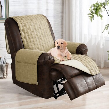 RBSC Home 3o Inch Recliner Chair Cover Sofa Covers for Leather Couch (30" Recliner-Style 2, Beige)