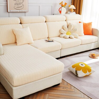 Yoovat Magic Sofa Covers Soothing Home Sofa Cushion Covers Sofa Hero Covers for Couch Magic Couch Covers Stretch Slipcovers for Couches and Sofas (Wheat-Lvory Beige,Extra Large Single Seat Cover)