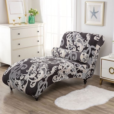 TDHLW Printed Armless Chaise Lounge Indoor Slipcover Stretch Chair Covers for Living Room Bedroom Stretch Armless Lounge Chaise Slipcover, One Size,a,2pc