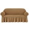subrtex 1 Piece Seersucker Sofa Slipcover with Skirt Ruffle Universal Stretch Sofa Couch Slipcover Easy Fitted Chair Furniture Protector(Medium,Almond)