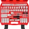 WETT 1/4" and 3/8" Drive Socket Set, 86-Piece Socket Wrench Set with Quick-Release Ratchet, Extention Bar, Adapter, 1/4" Bits, CR-V Steel, Metric/SAE, Deep/Shallow, Mirror Chrome Finish