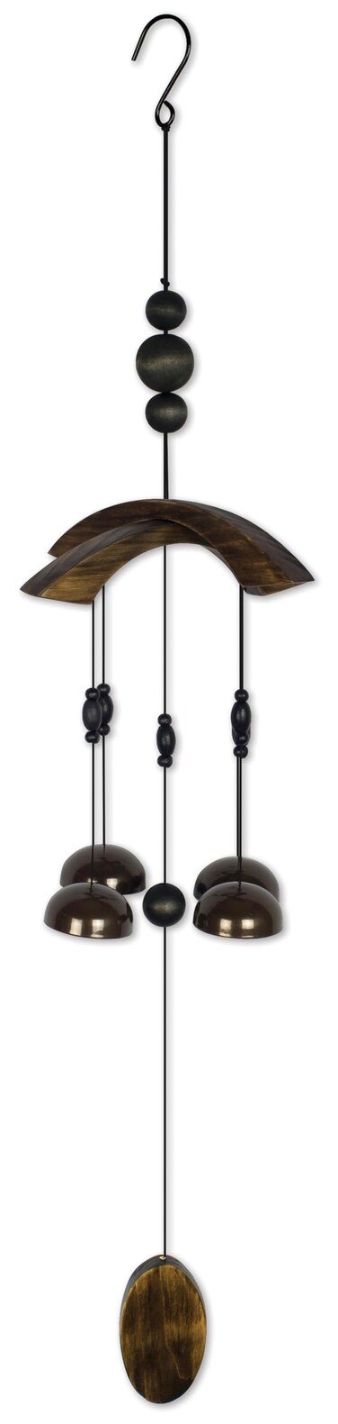 Sunset Vista Designs 91954 Asian Bell Chimes Wood and Metal Wind-Bells Wind Chime for Patios Porches and More, 29-Inches Long, Sago Palm