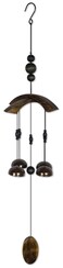 Sunset Vista Designs 91954 Asian Bell Chimes Wood and Metal Wind-Bells Wind Chime for Patios Porches and More, 29-Inches Long, Sago Palm
