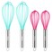 Webake 8 Inch and 10 Inch Silicone Whisk Set of 4, Egg Beater Whisk Balloon Egg Sauce Whisk with 6 Wires, French Whisk Stainless Steel Mini Silicone Whisk for Nonstick Cookware,Solid Color