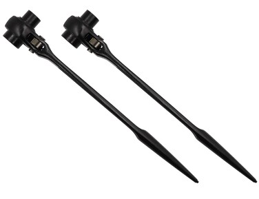 LBY 2-Pack Hexagon Scaffold Quick Wrench, 12mm/14mm Ratchet Spanner Ratcheting Socket Wrench Tool, Double Ended Socket Ratcheting Scaffold Wrench, Pointed Tail Black