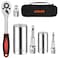 Athlife Universal Socket Wrench Set (11-32mm 7-19mm) Professional Sockets Tools Multi-function Wrench Repair Tool Kit with 3/8 inch Ratchet Wrench &amp; Power Drill Adapter Chrome Vanadium Steel