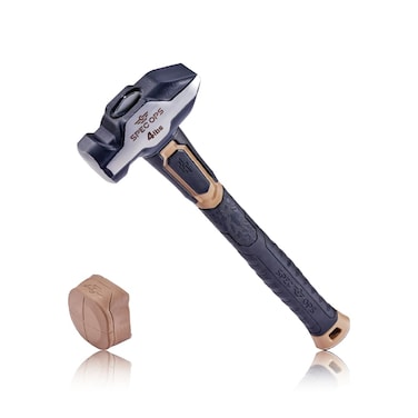 Spec Ops Tools Blacksmith Hammer, 4 lb Sledge hammer with Removable Soft Mallet Cap &amp; Bi-Material Shock Absorbing &amp; Vibration Dampening Handle, 3% Donated to Veterans, Black/Tan