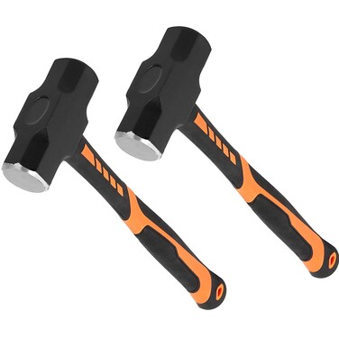 JOIKIT 2 PCS 4lb Sledge Hammer, 14.5 Inch Drilling/Crack Hammer with Forged Steel Head and Shock Reduction Grip, Solid Construction for Demolition Work