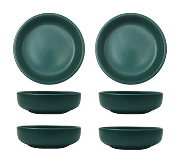 Colias Wing 3.5 Inch Simple Style Single Color Pattern Stylish Design Multipurpose Porcelain Side Dish Bowl Seasoning Dishes Soy Dipping Sauce Dishes-Set of 6-Green