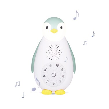 ZazuKids Portable Sound Machine and Nightlight, Blue Sound Soother with Bluetooth Speaker, Zoe Penguin Design, for Babys and Young Children
