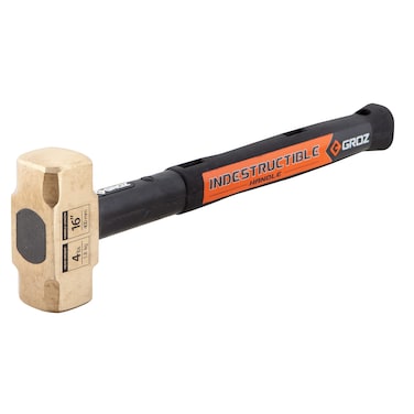 Groz 34703 16" Indestructible Brass Striking Hammer, 4 lb