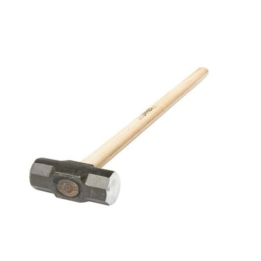 URREA Sledge Hammer - 8-Pound Steel Head Drilling Hammer with Forged Striking Head &amp; Hickory Wood Handle - 1437G,Silver, Beige