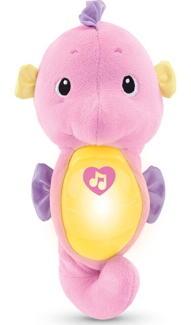 Fisher-Price Musical Baby Toy, Soothe &amp; Glow Seahorse, Pink Plush Sound Machine with Lights &amp; Volume Control for Newborns