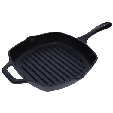 Victoria Cast Iron Grill Pan, Square Grill Pan, Cast Iron Griddle Pan, Seasoned with 100% Kosher-Certified, Non-GMO Flaxseed Oil, Black