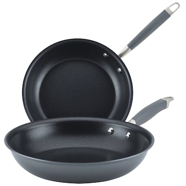 Anolon Advanced Home Hard-Anodized Nonstick Skillets (2 Piece Set- 10.25-Inch &amp; 12.75-Inch, Moonstone)
