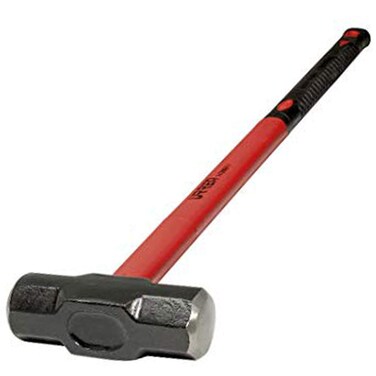 URREA Sledge Hammer - 12-Pound Steel Head Drilling Hammer with Forged Striking Head &amp; Cushioned Fiberglass Handle - 1439GFV