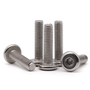 M6 x 30mm (30 PCS) Flat Round Head Socket Cap Screw, 304 Stainless Steel, Bright Finish, Full Thread, Connection Bolts, Furniture Screws 3D Printer Screws