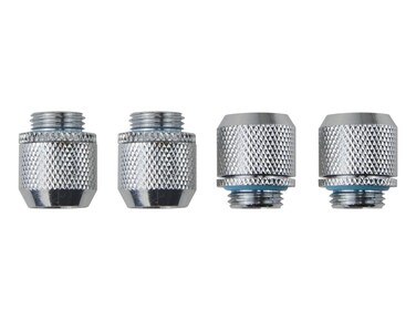 BXQINLENX Silver Chrome G1/4" to ID 3/8" OD 1/2" Soft TUBING Compression Fitting for Computer Water Cooling System Through Joint Straight Joint(4 PCS)