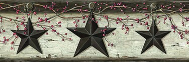 Beacon House PUR44601B Ennis Rustic Barn Star Border, Grey