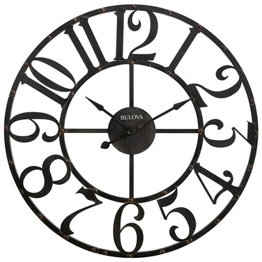 Bulova C4821 Oversize Gabriel Wall Clock, Rustic Brown