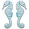 T.I. Design Hand Carved Coastal Seahorses Pair Aqua Beach Sea Life Wall Art