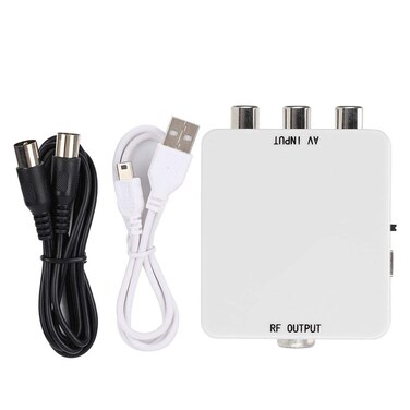 ASHATA Video Converter,AV to RF Mini Video Converter Box Driver- Adapter TV Switcher 67.25Mhz 61.25Mhz,AV to RF Converter Guaranteed,Stable Performance