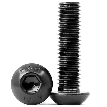 M6 x 16mm Button Head Socket Cap Screws, 10.9 Grade Alloy Steel, Allen Socket Drive, Black Oxide Finish, Machine Thread, 25 PCS