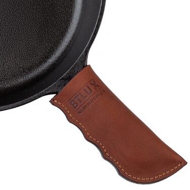 Made in Georgia - Cast Iron Handle Cover- Extra Thick Leather Heat Resistant Handle Holder for Cast Iron Skillets, Pans