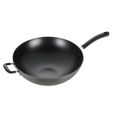 T-fal Ultimate Hard Anodized Nonstick Wok 14 Inch, Oven Broiler Safe 350F, Non Stick Stir-Fry Pan, Cookware, Pots and Pans, Kitchen, Versatile Deep Frying, Saut&Atilde;&copy;, Braise, Stew, Dishwasher Safe, Black
