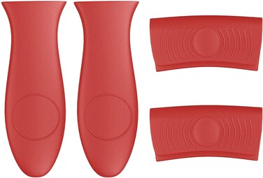 4 Pack Silicone Hot Skillet Handle Holder and Pot Holders Cover Sleeve, Heat Resistant Cast Iron Potholder Protectors Grip, Anti-Spill Non-Slip Cookware Handles for Pans,Oven