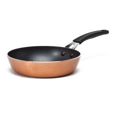 Ecolution Impressions Hammered Nonstick Frying Pan, Dishwasher Safe Cookware with Riveted Stainless Steel Handles, 8-Inch, Copper